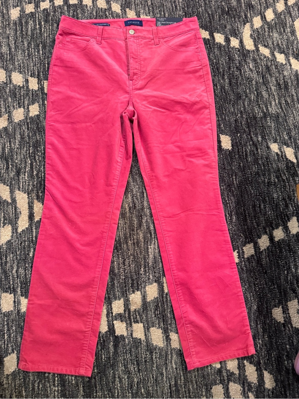 Talbots Flawless High-Waist Straight-Leg Pants Pink Velvet Size 12P NWT Slimming